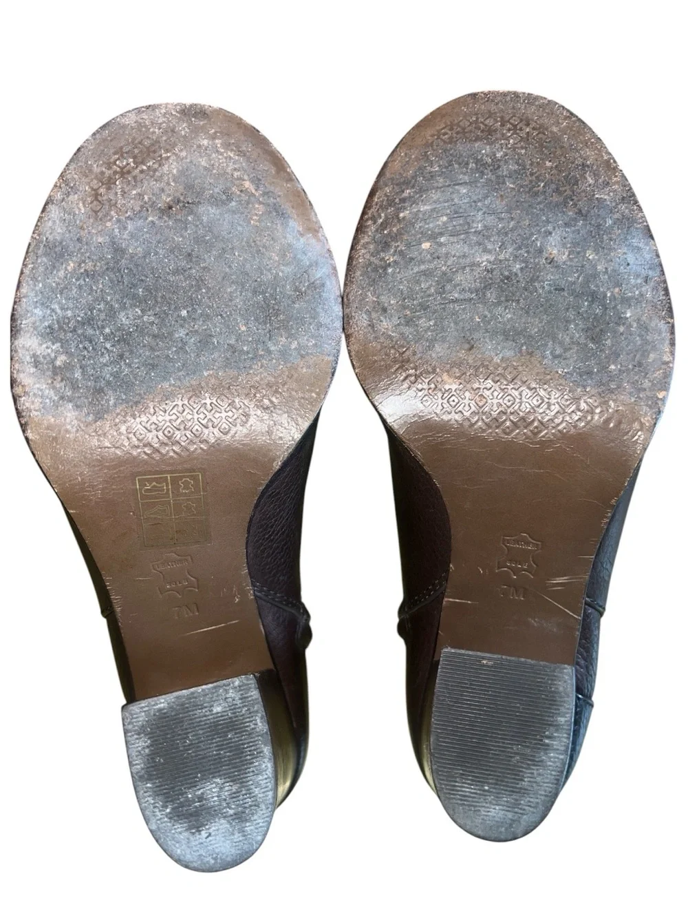 Tory Burch Brown Leather Ankle Booties Logo Block Heel Size 7M